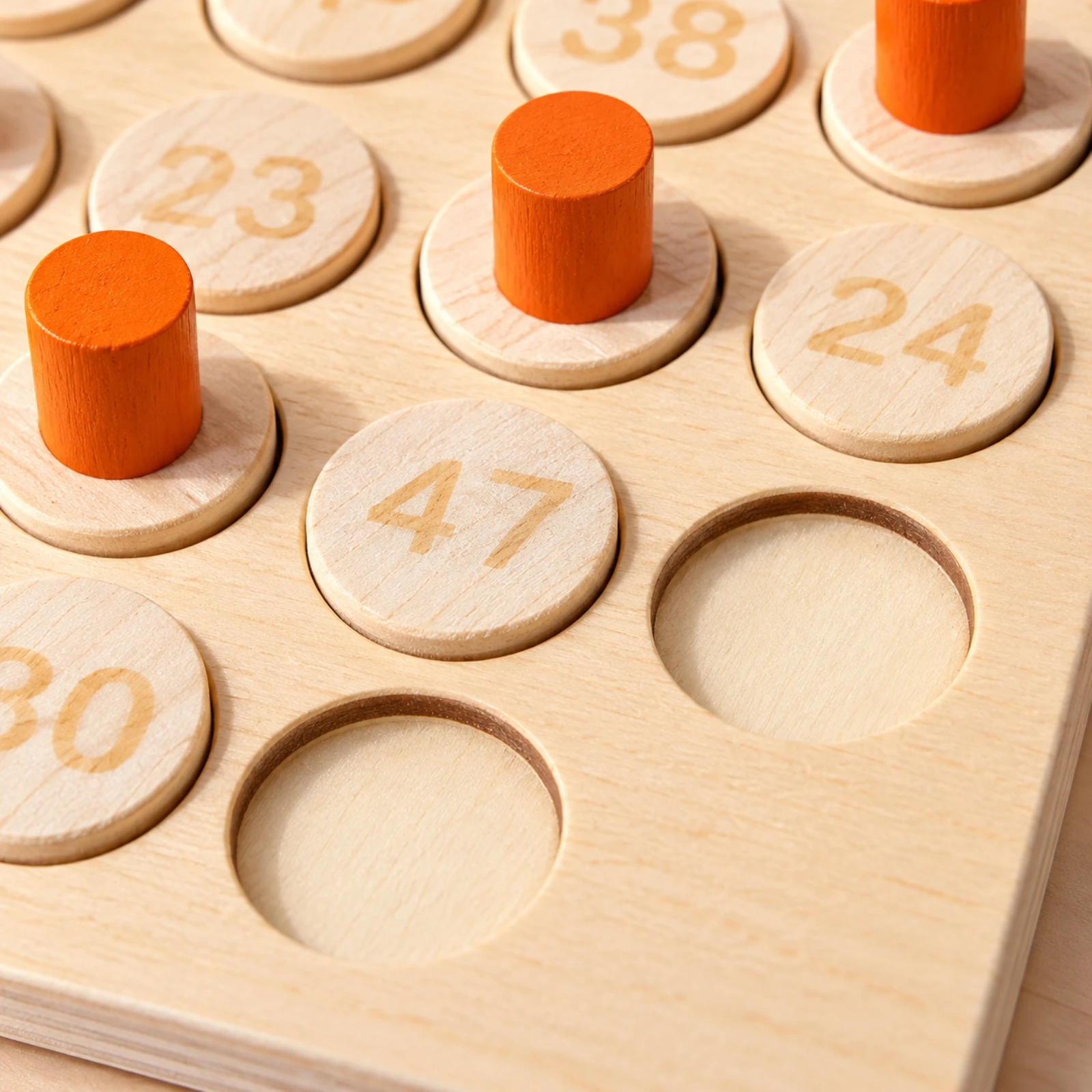 Number Matching Game with Wooden Discs Hands-on Wooden Early-Learning Arithmetic Game Preschool Math Learning Toy Natural Wood
