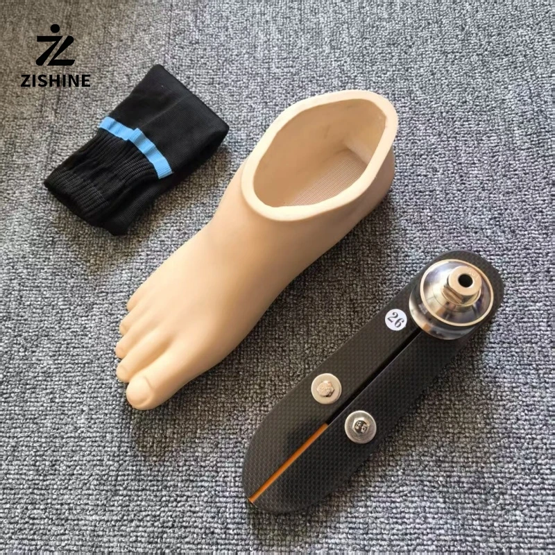22-28cm Carbon Fiber Prosthetic Foot with PU Foot Shell Muffled Sock Set Energy Storage Artificial Limb Components for Amputees