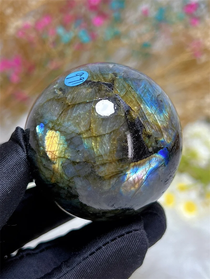 Natura Crystal Labradorite SPhere With Rain Bow Free Form  Carving Reiki Healing Stone Home Decoration Exquisite Gift