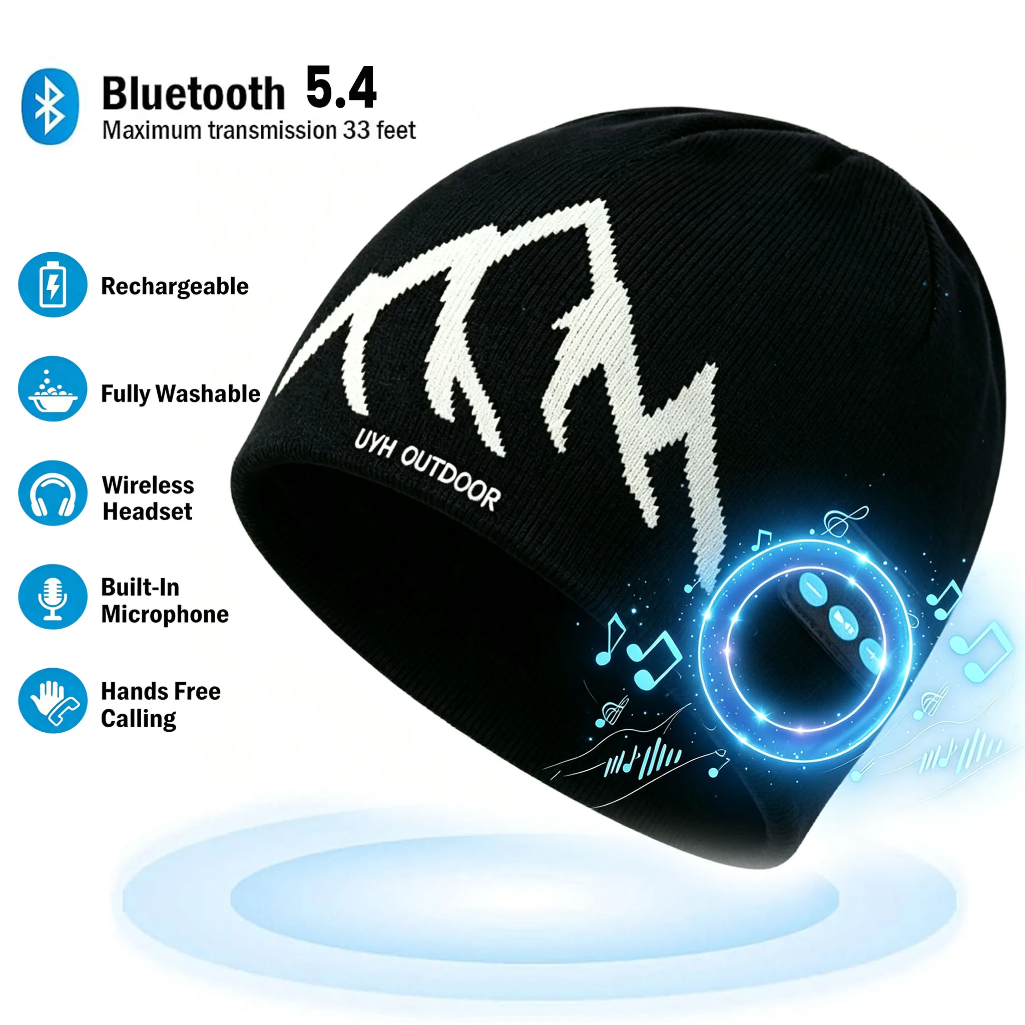 Bluetooth Headphone Wireless Smart Cap Headset Warm Beanie Speaker Hunting Camping Running Music Earphone Hat Rechargeable Gift