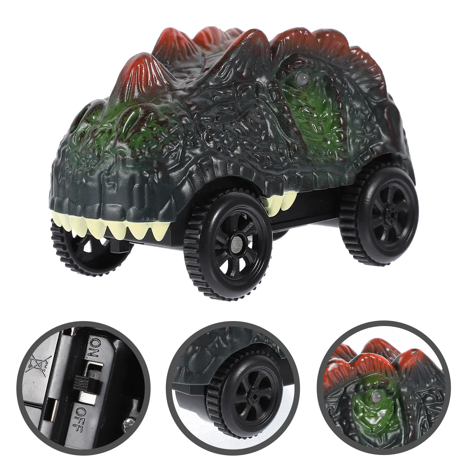 Cartoon Dinosaur Track Car No Battery Light Kids Race Vehicle Compatible Bend Children Parent-Child