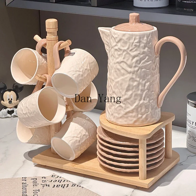 

YJ light luxury cup set household living room hospitality kettle water cup ceramic teapot teacup housewarming tea set cup set