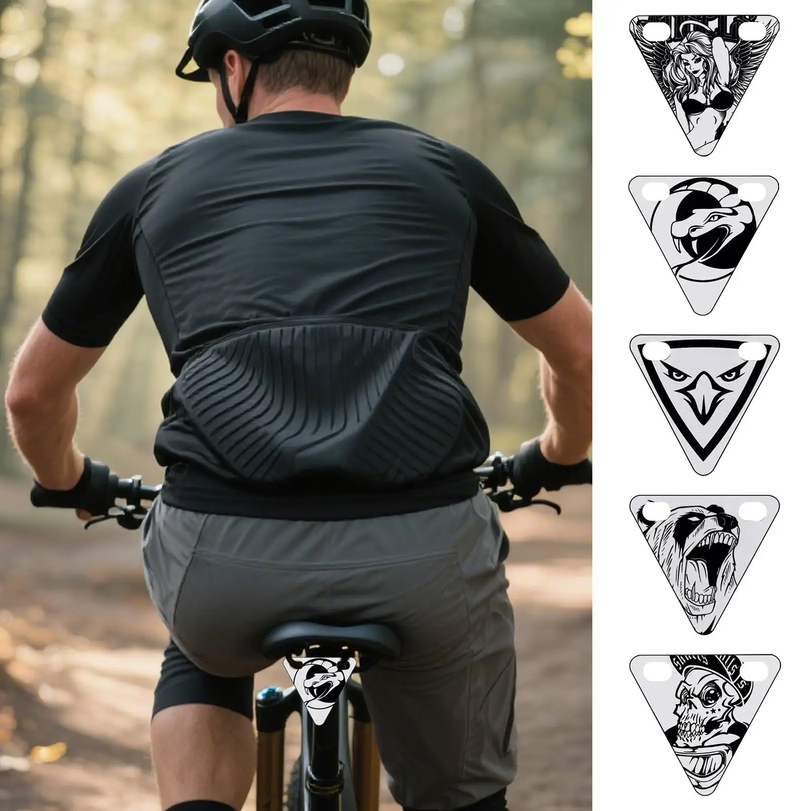 Bike Reflectors Cycling Warning Sign Decorative Triangle Plate For Family Outing Adults Touring Mountain Biking Race Commuting
