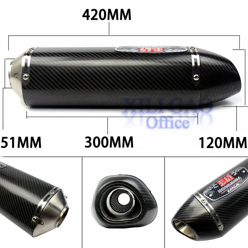 420mm With DB Killer 38-51mm Motorcycle Exhaust For Yoshimura Real Carbon Fiber Muffler Pipe Pitbike GSR 600 CB650F R77 RS Cafe 2