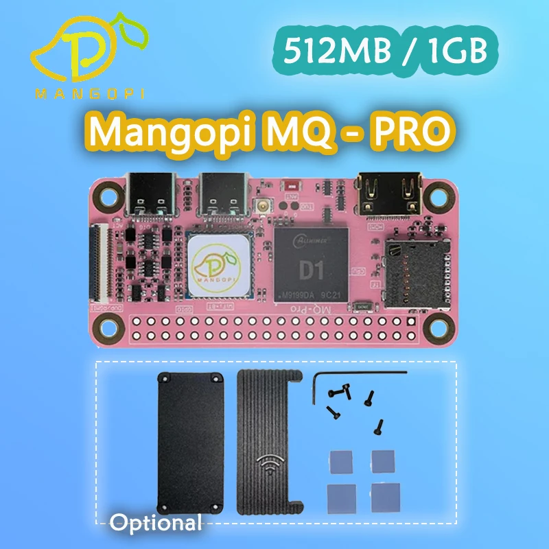MangoPi MQ Pro Allwinner D1 Board SBC Domestic RISCV Art mango pi en comparación Orange Pi Raspberry Pi, 512 MB/1 GB, disipador térmico opcional