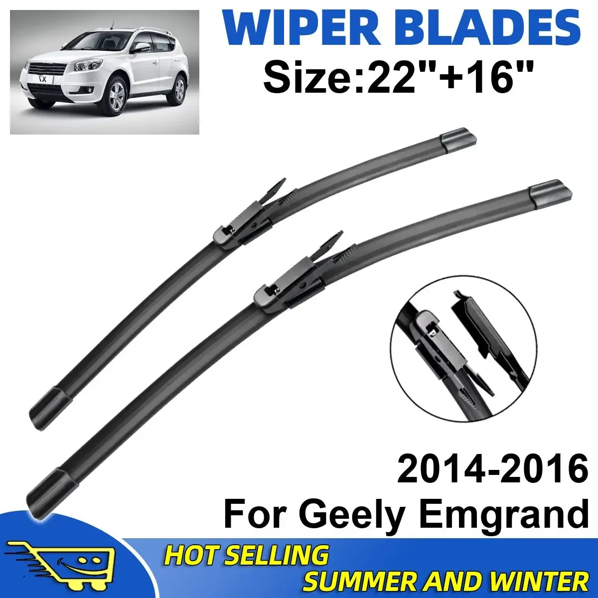 

2PCS Wiper Blades Set Kit For Geely Emgrand 2014-2016 Front Windshield Brushes Windscreen Window Accessories