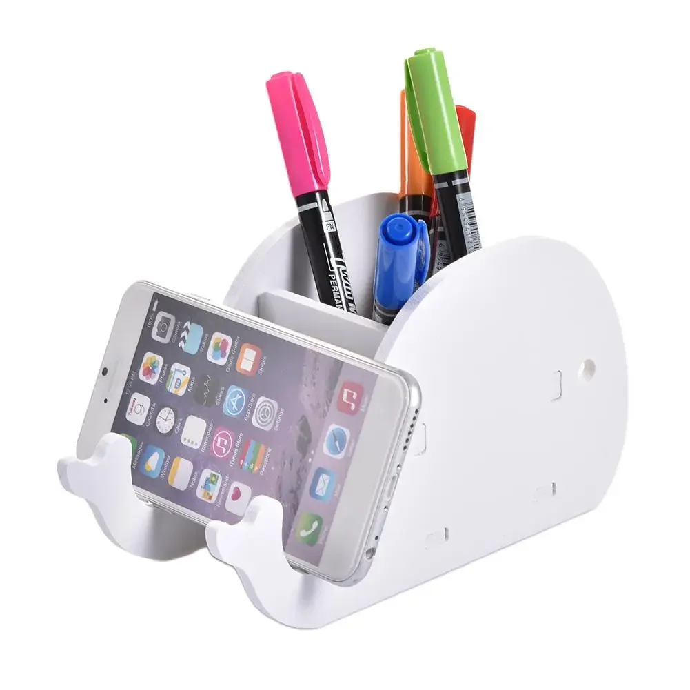 Wood Pen Holder Desk Pen Pencil Organizer Storage Case with Phone Holder Stand Organizer for Smart Phone Accessories