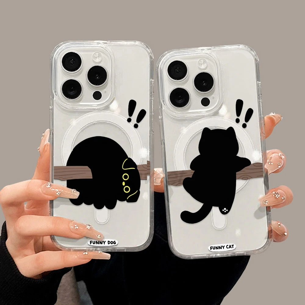 Little Black Cat Phone Case For Samsung Galaxy S25 Ultra A56 S25 S24 Ultra A55 A17 A36 S23 FE A06 S25 Edge Magnetic Cover Funda
