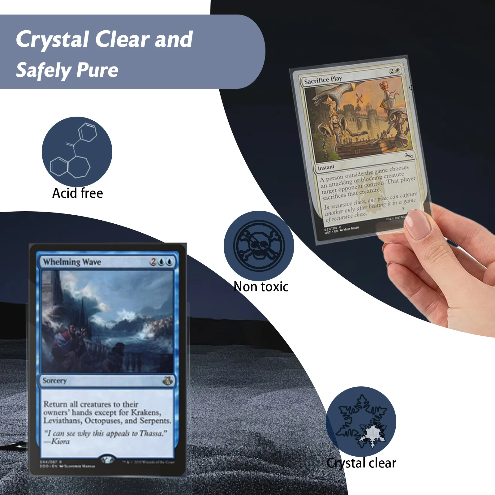 200 قطعة من واقي حافظة البطاقات الداخلية الشفافة لـ PTCG/YGO، أكمام بطاقات التداول المقاومة للماء، أكمام واقية شفافة #3