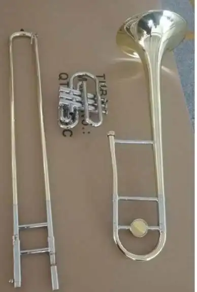 High Grade Gold Lacquered Trombone for Trumpeter with Dual Use Valve Bb Stainless Steel Pistons Accessories Included