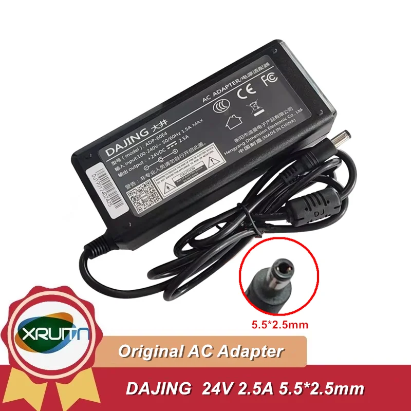 Genuine DAJING ADP-60E4 AC Adapter 24V 5A 60W Charger Barcode Printer Power Supply 5.5*2.5mm Genuine