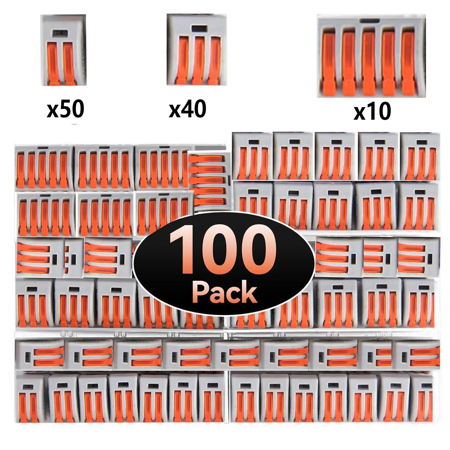 50/55/100/110PCS Lever Wire Connectors Kit, Compacte Splicing Wire Snelle Verbindingsterminal Elektrische Connectoren 2/3/5 Poort