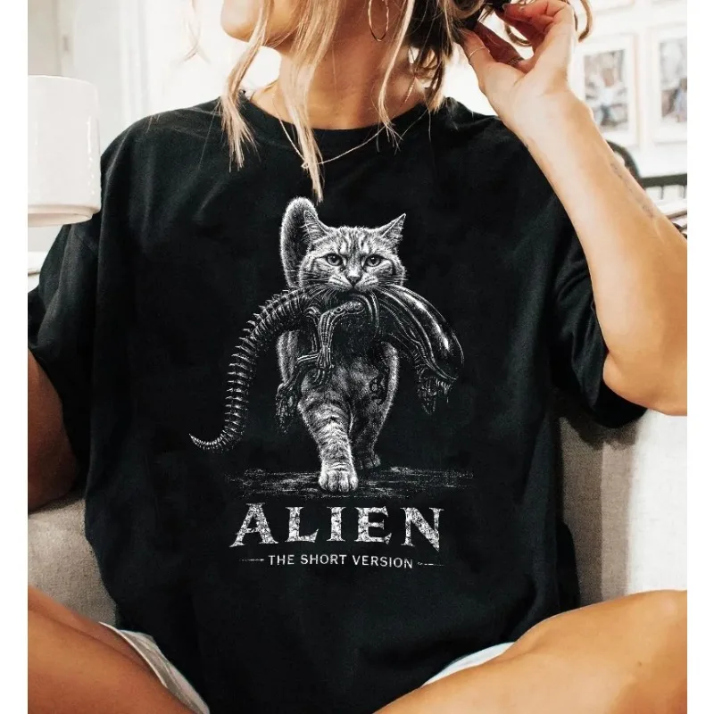 Alien The Short Version Cat Shirt – Sci-Fi Horror Parody Graphic Tee