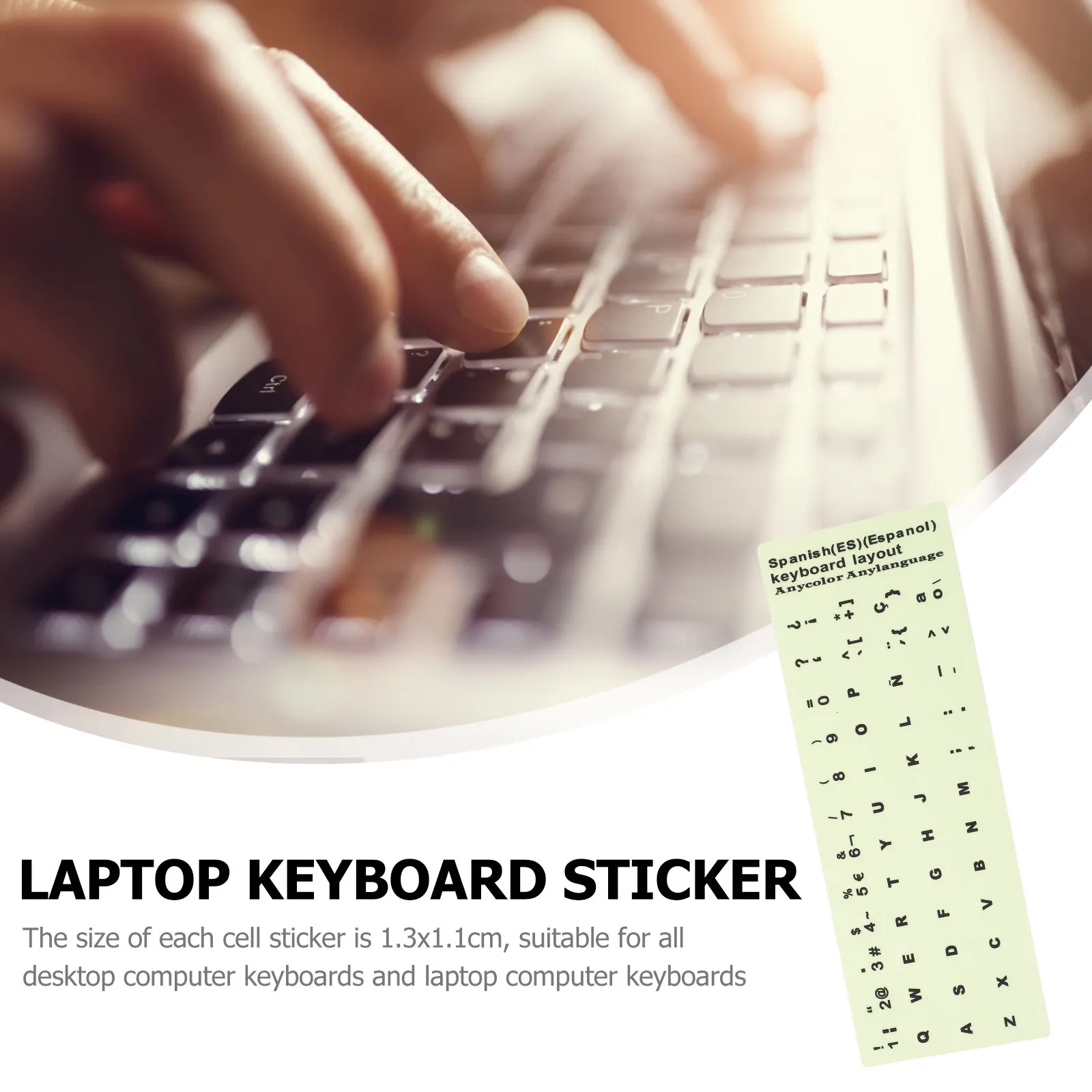 1Sheet Glow in The Dark Keyboard Sticker High Durability Large Lettering for Laptop Desktop Computer Office Home School Use