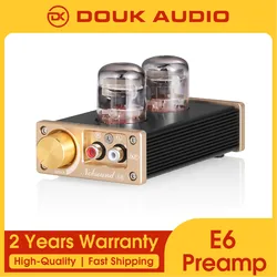Douk Audio E6 HiFi Vacuum Tube Preamp 12J1S Tube Mini Class A Stereo Audio Pre-Amplifier for Desktop