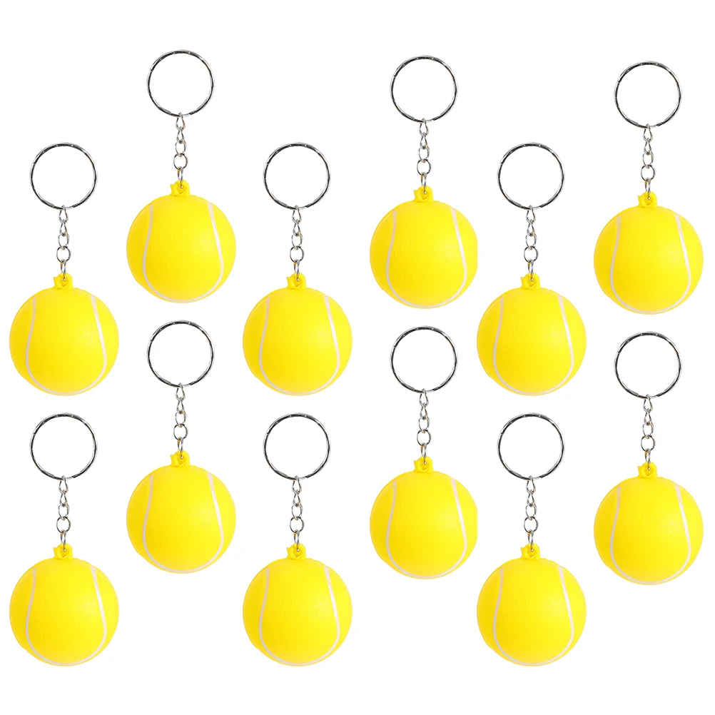 

12 Pcs Decompression Tennis Balls Keychain High Quality Shape Retaining Kids Toy Bag Decor Creative Pendant