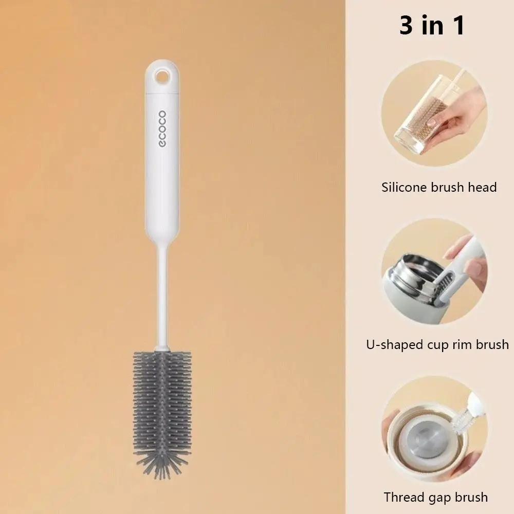 

Long Handle Cup Cleaning Brush Silicone 360 Degree Cleaning Baby Bottle Brush Detachable Scrubbing Cup Brush Water Cup Cleaner