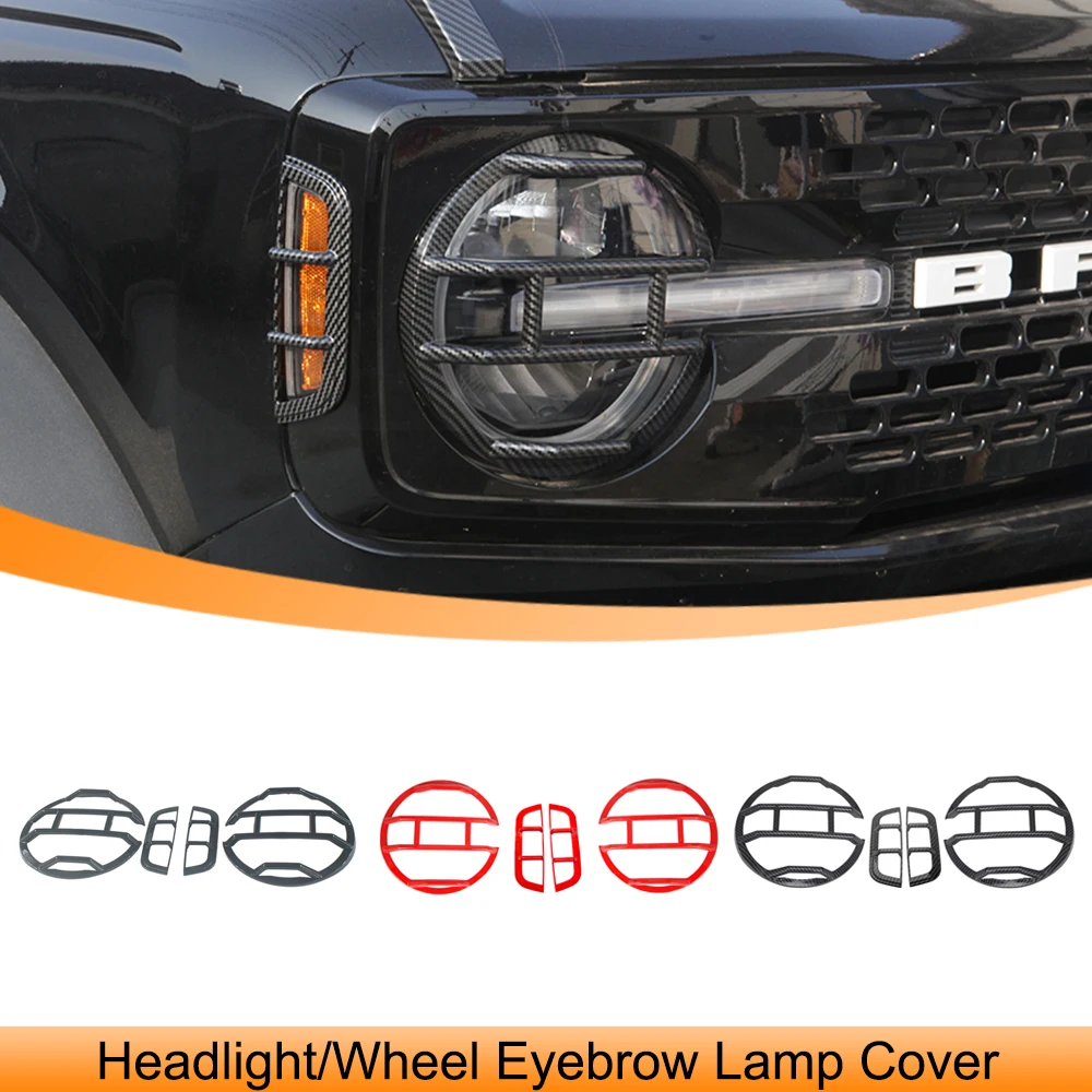 

Front Headlight Lamp Wheel Eyebrow Light Decoration Cover LED Protector Guard for Ford Bronco 2021-2024 Car Exterior Accessories