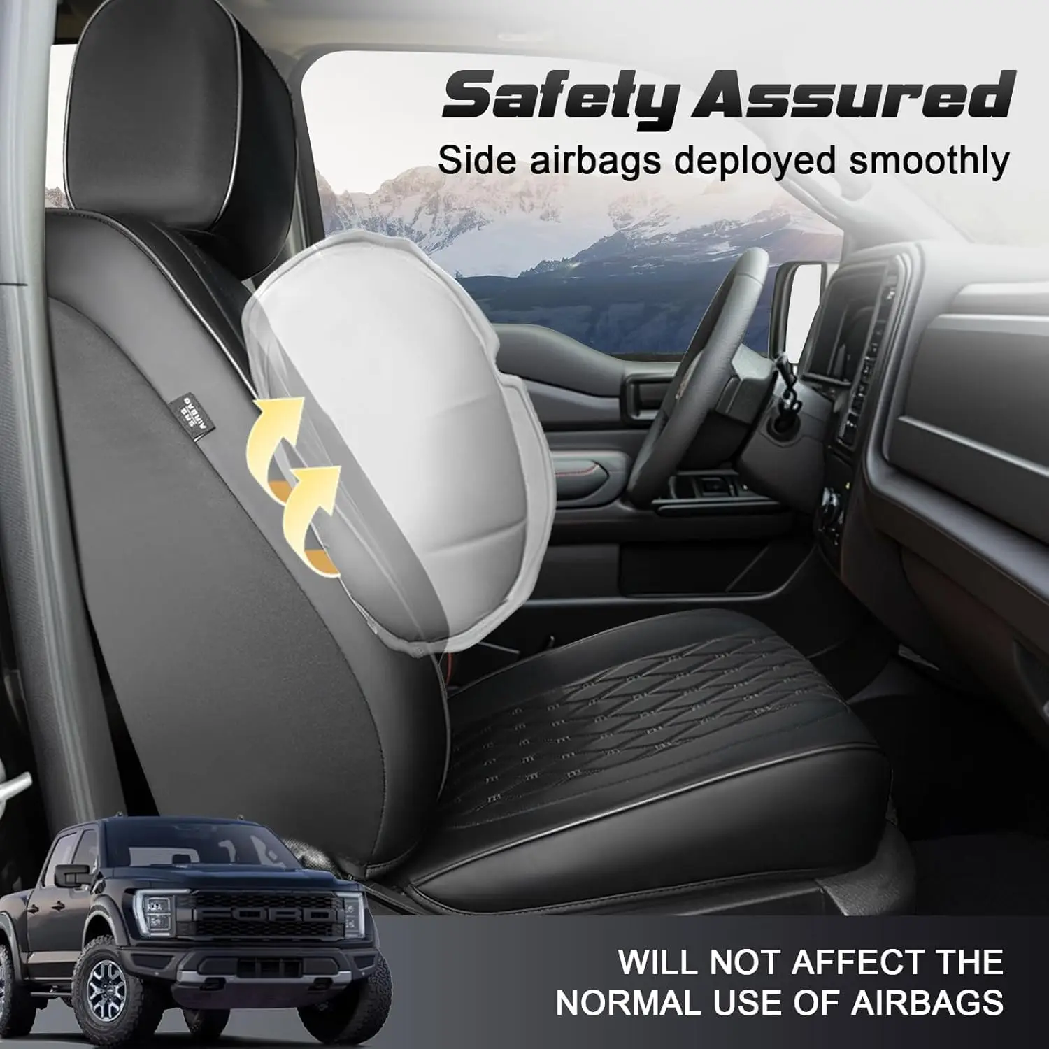 Umbrauto Seat Covers for Ford F150| Nappa Leather Pickup Truck Custom Fit Seatcovers for 2015-2025 2026 F150 SuperCrew/ 2017-2026 F250 F350 F450 Super Duty Crew Cab XL XLT Lariat King Ranch Platinum