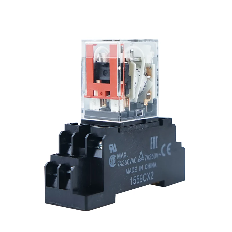 2NO 2NC Intermediate Relays 24VDC Relay with Base for Industrial Automation Equipment