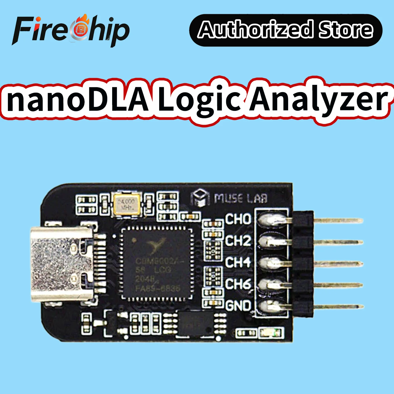 FireChip TYPE-C Mini NanoDLA Logic Analyzer ARM FPGA Debug Tool 5V/3.3V Protocol Analysis 24MHz SampleRate 8Channels Open Source