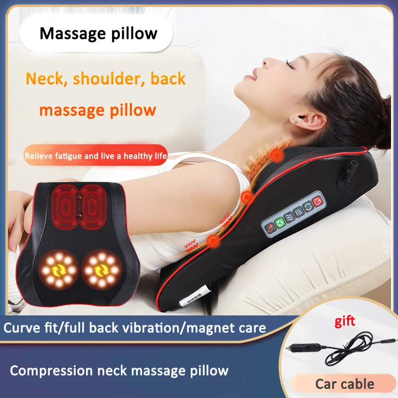 Multifunction Massage Pillow Neck Shoulder Back Electric Healthy Home Car Shiatsu Massager