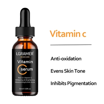 Skincare Products Vitamin C Facial Serum Brighten Skin Lighten Spots Hyaluronic Acid Face…