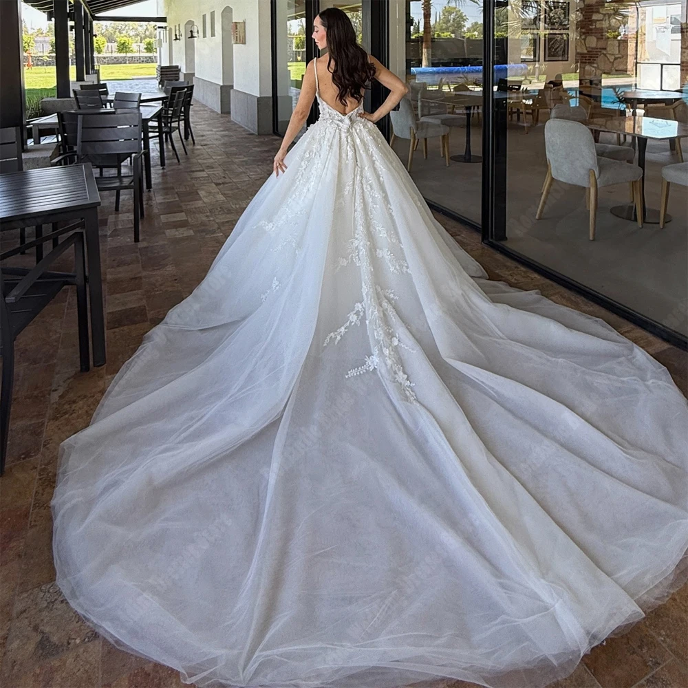 우아한 v-목 여성 웨딩 드레스 Mopping 길이 공주 신부 가운 공주 칵테일 파티 Vestidos De Novia 맞춤형