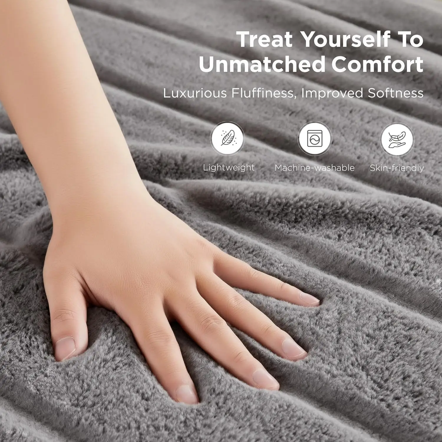 Cobertor de pele sintética para sofá, 90 x 90 polegadas, presente cinza macio e aconchegante