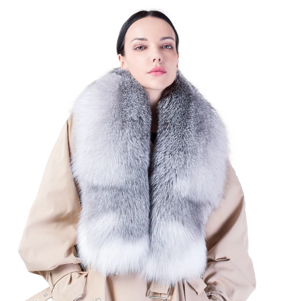 9 Colors Fashion Ladies Silver Fox Fur Thick Ring Women Warm Winter Outstreet Luxury Neck Big Shawl Scarf