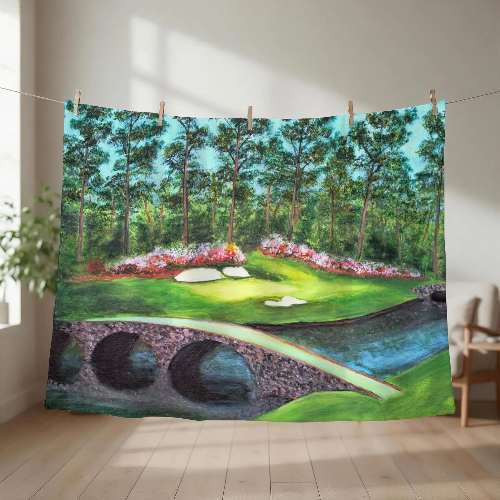 12th Hole At Augusta National Golden Bell Throw Blanket Multi-Purpose For Sofa Thin Personalized Gift Soft Plush Plaid Blankets