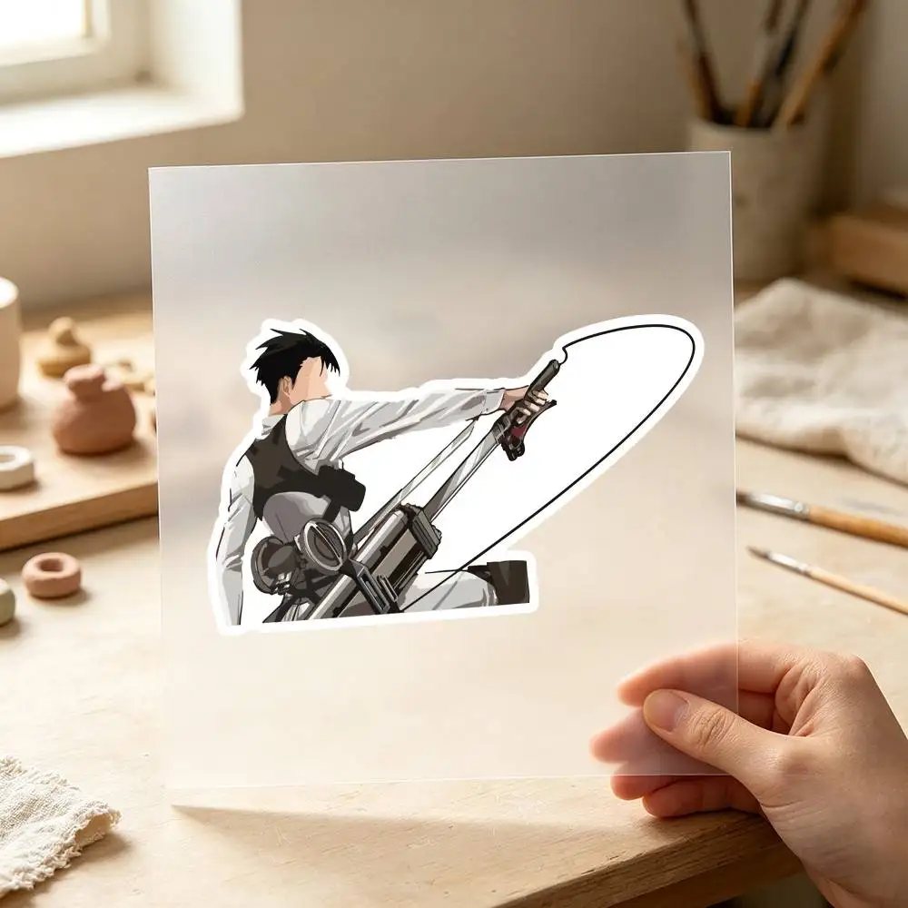 Anime Levi In Action Waterproof Stickers For Decorating Car Windows Motorcycles And Computers.