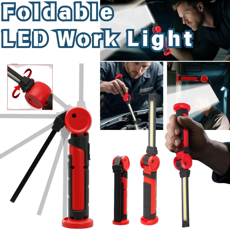 1/2/3 Portable Fold Magnetic LED Work Light Adjustable USB COB Torch With Side Top Light For Garage Auto Repair Camping Outdoor