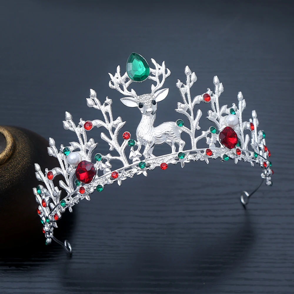 1 pezzo di tiara natalizia con fiocchi di neve, pietre preziose, corona per capelli, intricato design festivo, perfetto per feste natalizie, cosplay, glamour reale