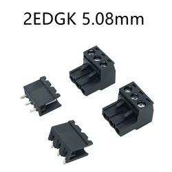 10Sets 2EDGK 5.08mm Black PlUG-IN Terminal Blocks Screw Type PCB Connector Right Angle Plug Pin Header Socket 2P 3P 4P 5P 6P 7P