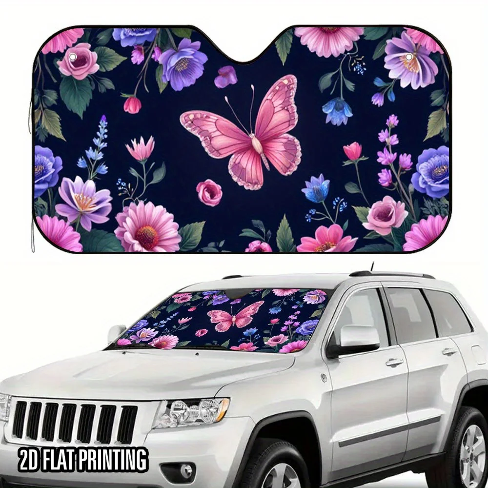 One Piece Of A Two-Dimensional Dreamy Insect Garden Design Sunshade For – Maintains A Cool Temperature Inside The Vehicle, Is Fo
