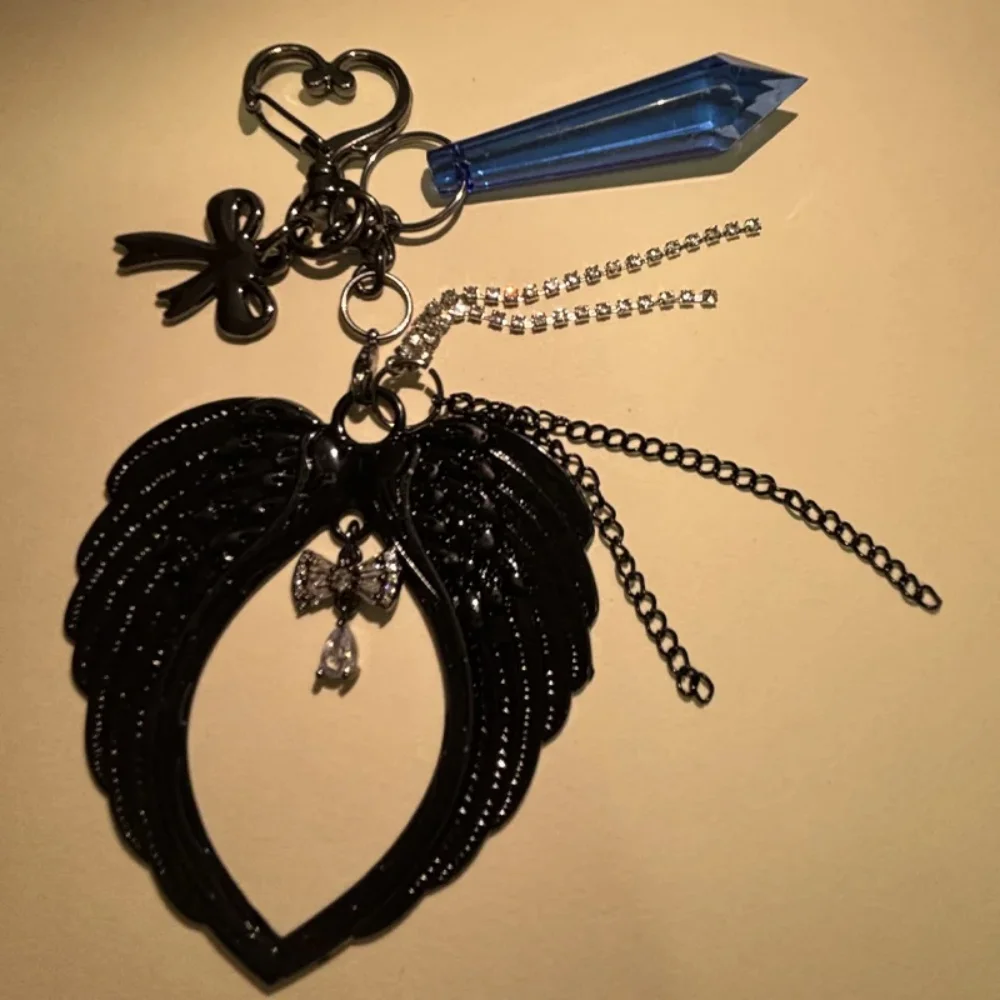 Original Bag Pendant Keychain Gemstone Blue Angel Wings Y2K Women Men Decorations Cosplay DIY Punk Halloween Decoration Gift - view 4
