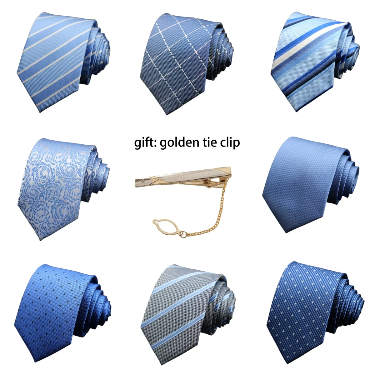 Men's Tie Classic Stripe Dot 7cm Jacquard Luxury Necktie Royal Blue Color Accessories Daily Wear Cravat Wedding Party Gift