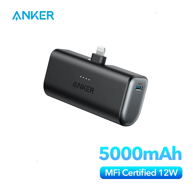 Anker 621 Powerbank 5,000mAh 12W Portable Charger with Built-in Lightning Connector Battery Pack Compatible with iPhone 14