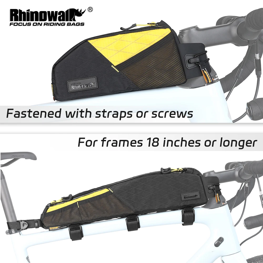 Rhinowalk 1.2L/2.1L Bike Front Top Tube Bag Water-Resistant For Gravel Bike Luggage Bikepacking Cycling Larger Frame Bag