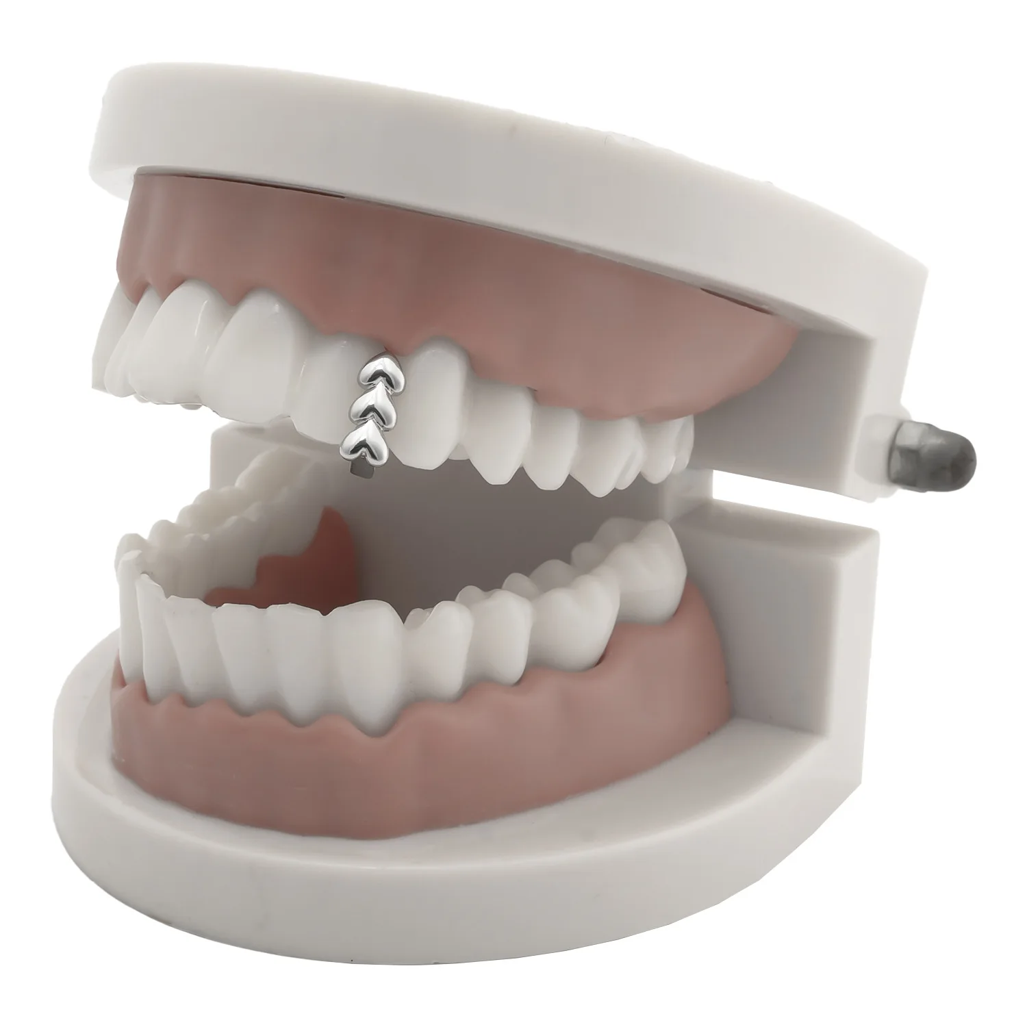 YOUNGX الهيب هوب ثلاثة القلب الأسنان Grillz الأقواس المتخصصة تصميم شجرة صغيرة شكل الأسنان قبعات للنساء الرجال المجوهرات زوجين هدية