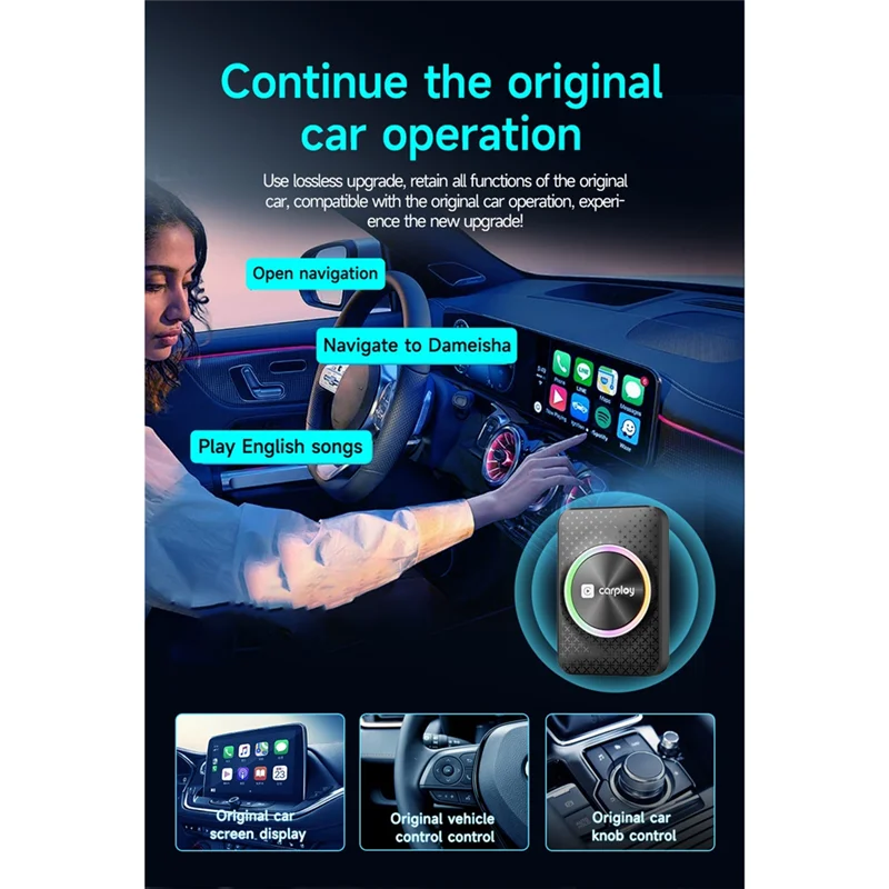 ABVO-AI Box Wireless Carplay، لنظام Android Auto، التوصيل والتشغيل، لنظام Android RK 3528 4+ 32 جيجابايت، يدعم أي تطبيق HD OTA