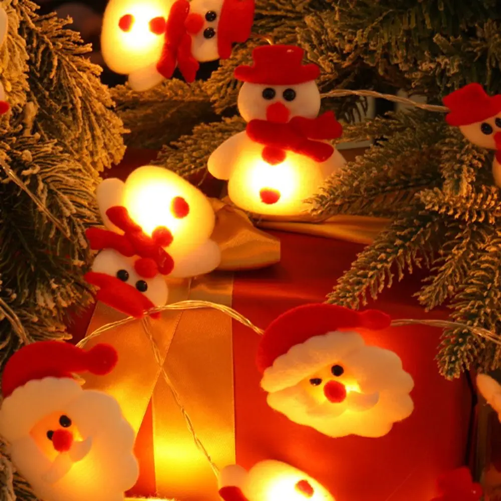 電池式クリスマスLEDライトストリング、雪だるま、点滅フェルト、サンタクロース、新年、3m