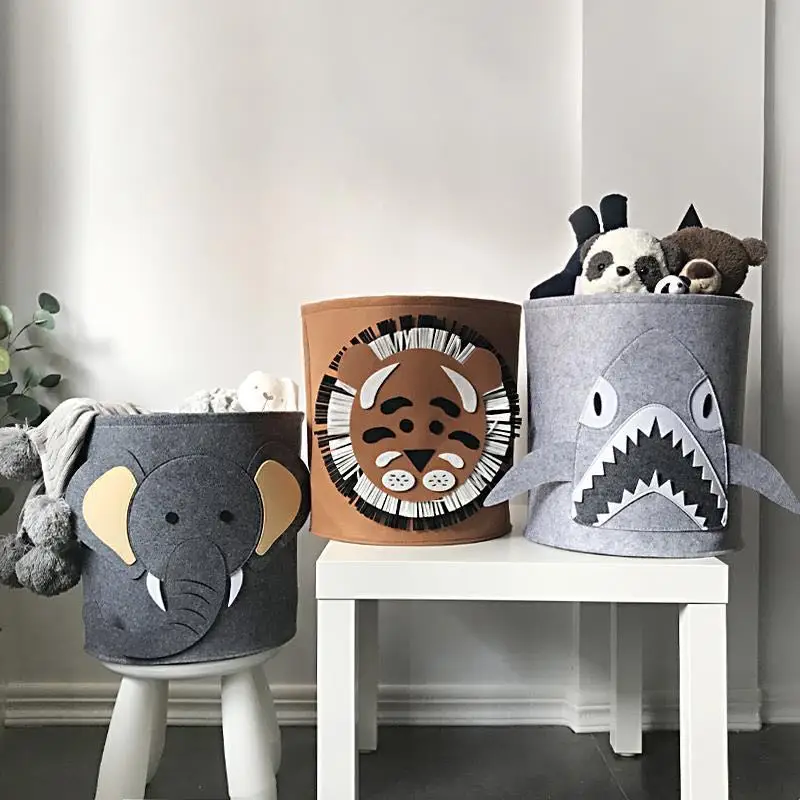 

Felt Animal Tiger Storage Bag For Kids Toys Clothes Lion Elephant Thick Felt Storage Bag Handmade Storage Big Size Room Decor