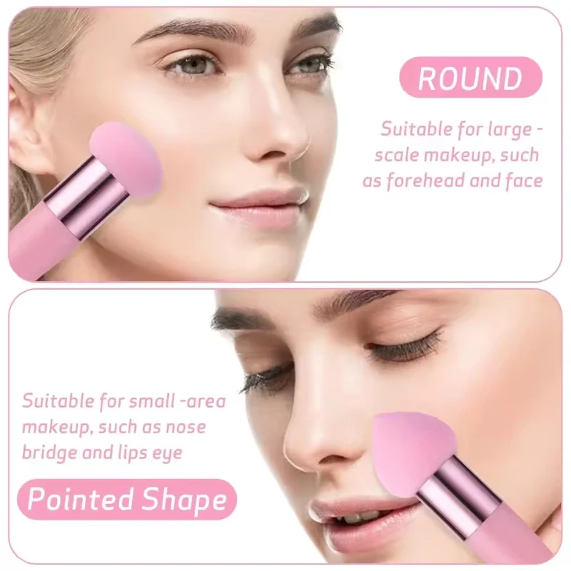 3-piece set: women's foundation puff and makeup brush, mushroom-shaped face concealer blending brush, practical makeup tools.