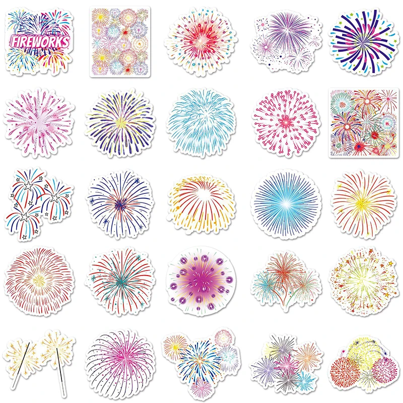 10/50Pcs Romantic Fireworks Decorative Stickers Pack Scrapbooking Material Label Diary Phone Journal Planner Sticker Decal