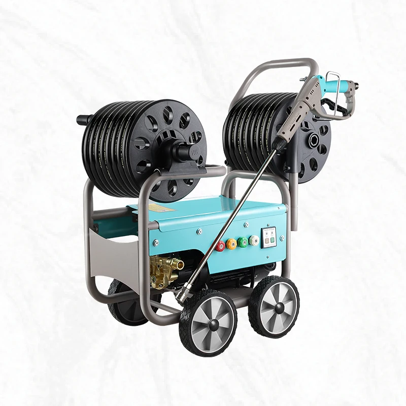 

Electric high pressure pipeline dredging cleaning machine Household large flow dredging machine Double tube reel