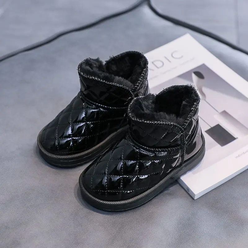 

Детские непромокаемые теплые зимние ботинки, высокие зимние ботинки для мальчиков и девочек, нескользящая уличная обувь с хлопковой подкладкой, модная