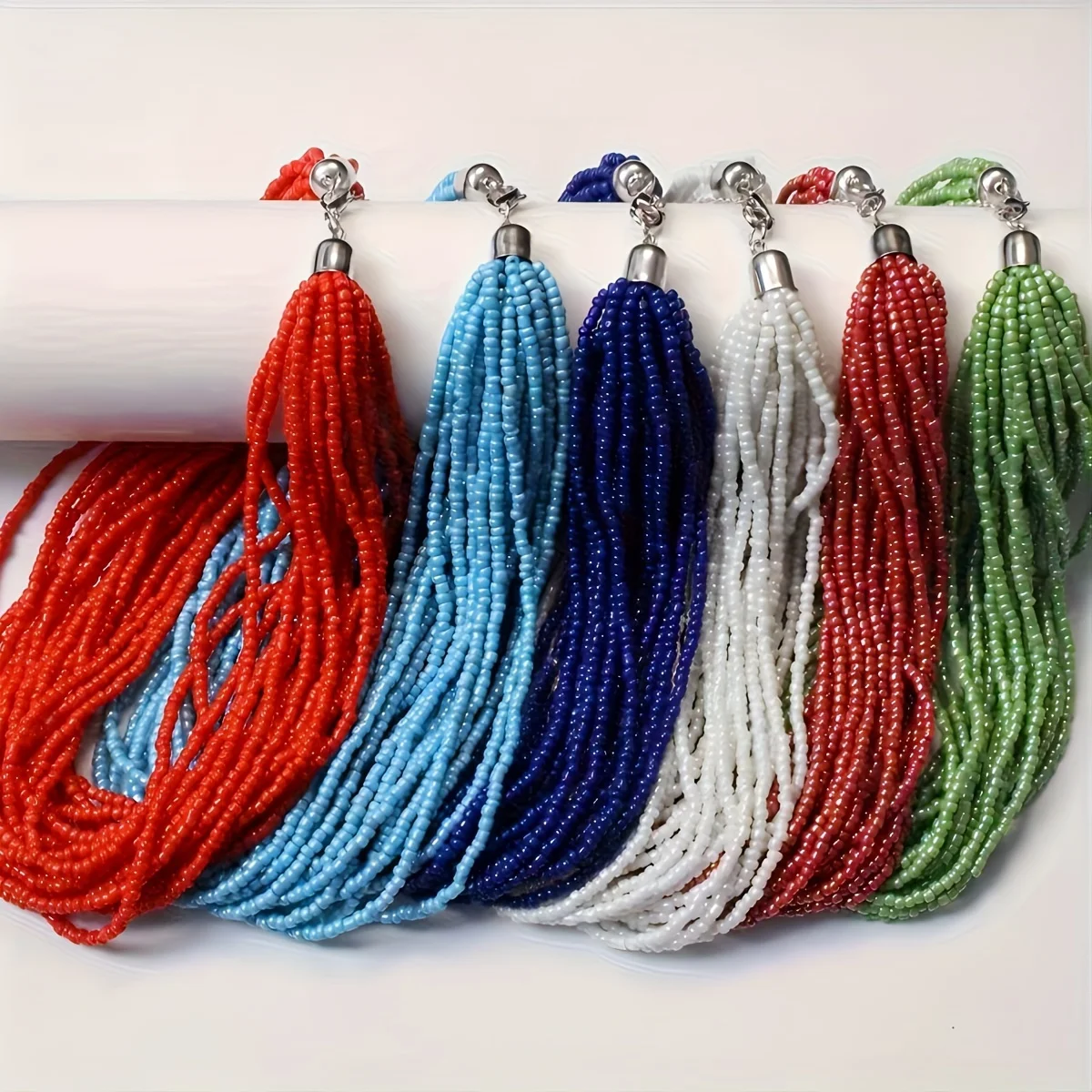 Vibrant Multi-strand Glass Beaded Bohemian Statement Necklace - Adjustable Chain Clasp, Perfect For Daily And Occasions