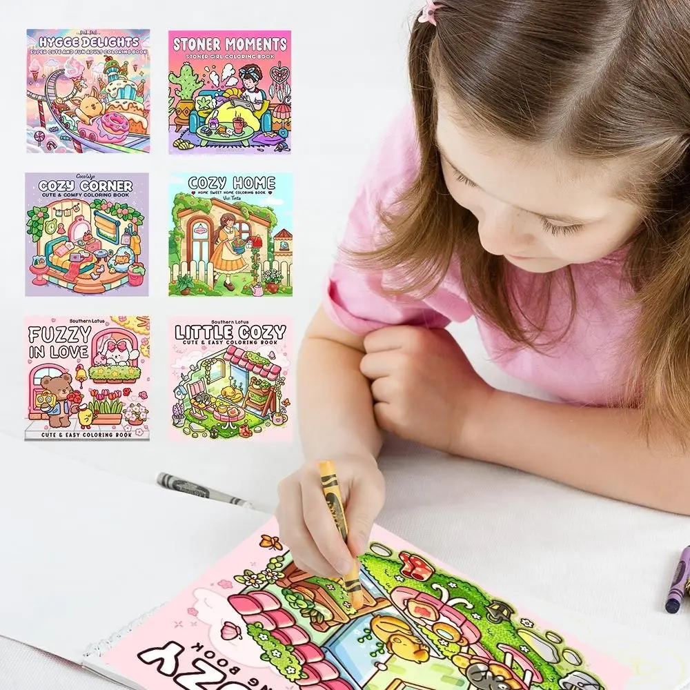 Creative Cartoon Coloring Book Educational Stress Relief Paperback Painting Gift Doodles Book for Adults And Teens